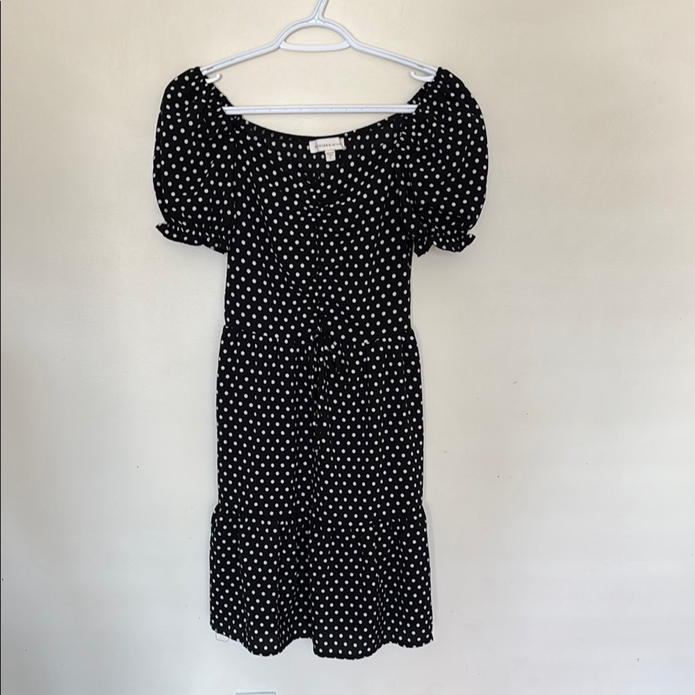 Monteau Black and White Polka Dot Midi Dress